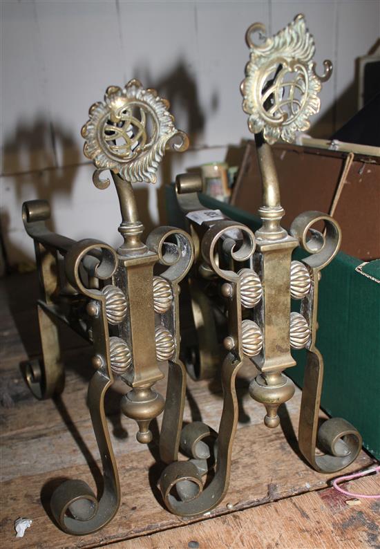 Pair of brass fire dogs